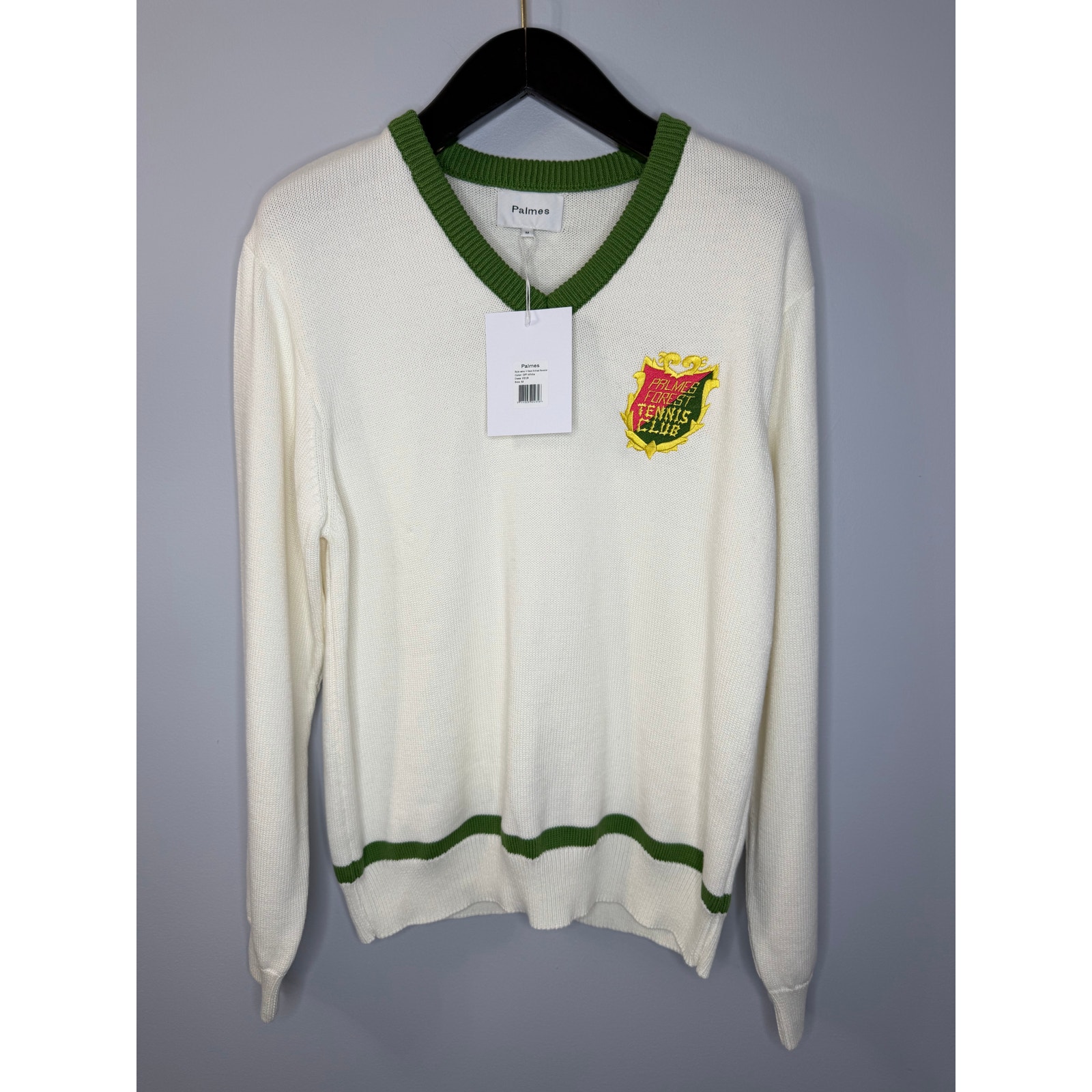 Palmes Off-White Pftc V Neck Knit Sweater Cotton Tennis Preppy Sz M New — image 2 of 8